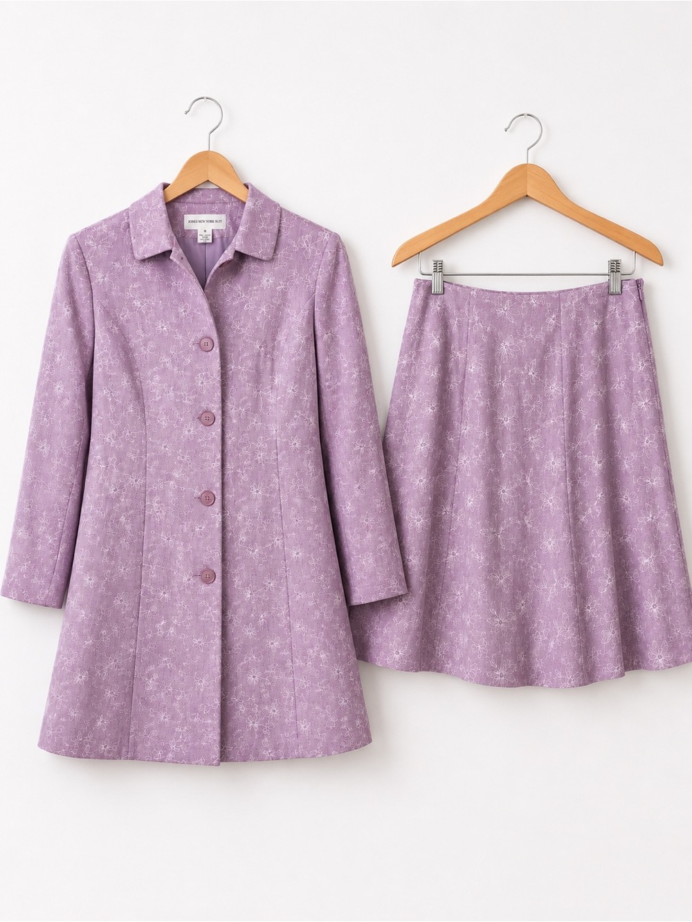 Jones New York Lavender Floral Jacquard Skirt Suit Set NWT Size 6 Cottagecore